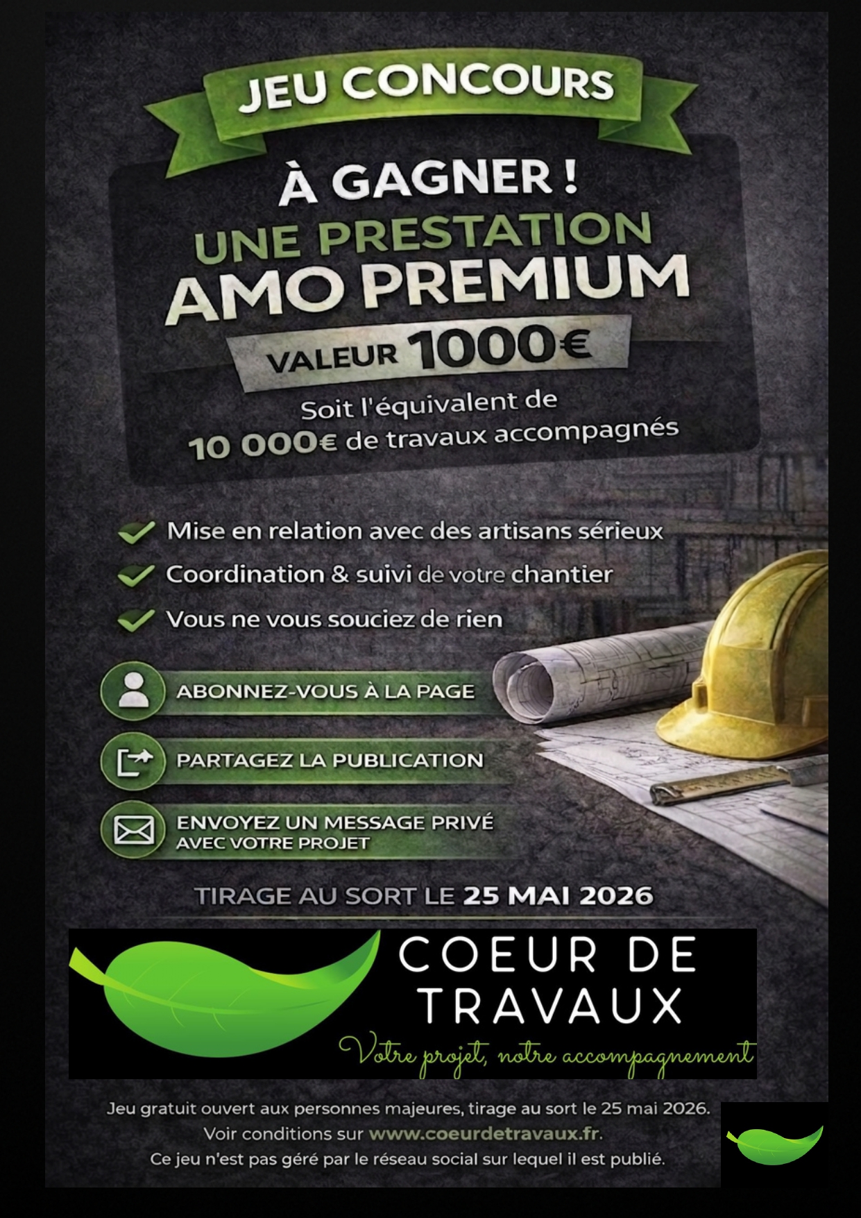 Jeu Concours Cœur de Travaux — Affiche officielle
